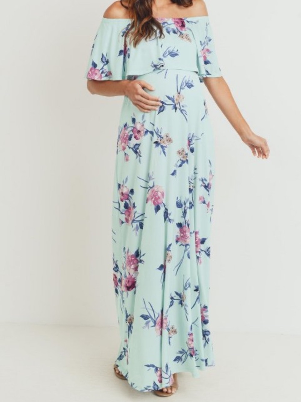 Hello Miz off the shoulder maternity maxi dress size medium